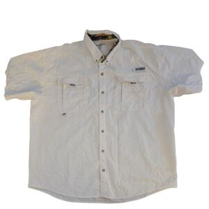 Columbia PFG Bahama Vent‎ Fishing Shirt Mens XXL White Short Sleeve Omni Shade